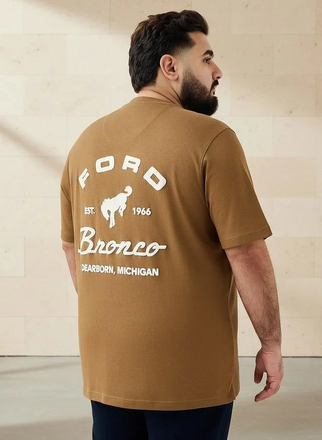 ماكسيم تيشيرت رجالي بياقة دائرية وأكمام قصيرة وطبعة شعار فورد